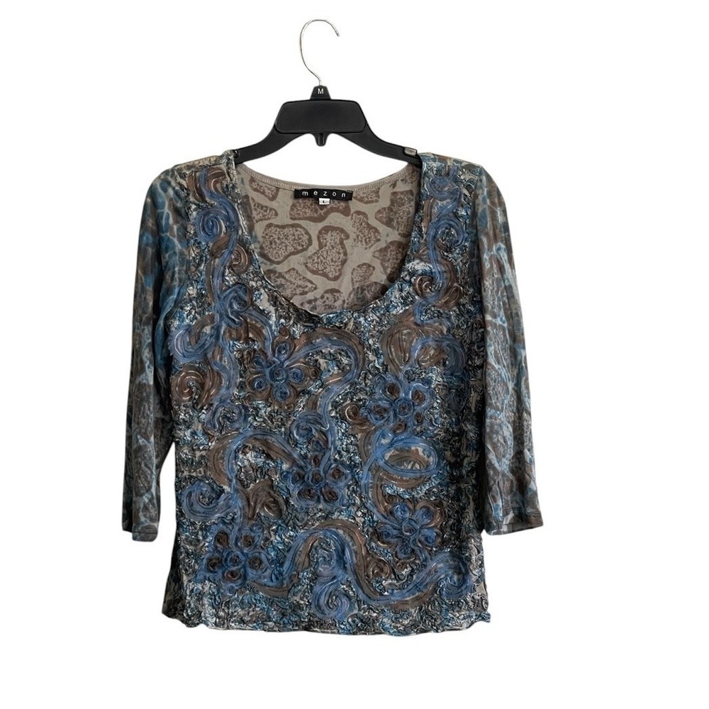 Mezon Top Sz Med Textured Mesh Y2K Boho Fairy Earth Tones Artsy Eclectic